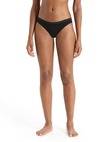 Black Icebreaker Merino Siren Bikini Briefs Women's Underwear | AU 1723OKIR